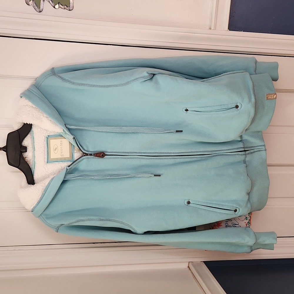 Green Tea mint color xl sherpa lined hoodie jacket